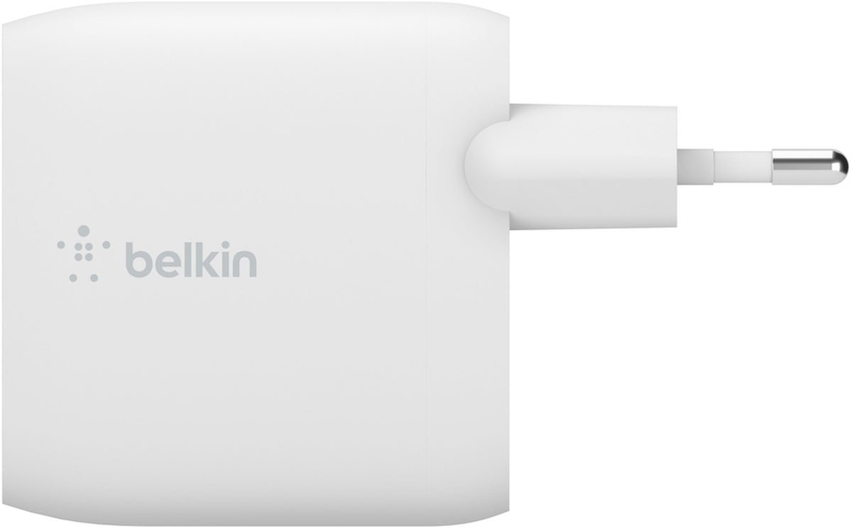 Nettlader med USB-C-kabel Belkin BoostCharge Dual, 24W, 2,4A, 2 x USB-A, hvit WCE001vf1MWH
