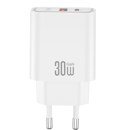 Nettlader med USB-C-kabel XO Design CE42, 30W, 3A, 1 x USB-A - 1 x USB-C, Hvit