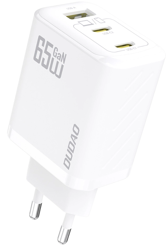 Nettlader med USB-C-kabel Dudao A29C, 65W, 3,25A, 1 x USB-A - 2 x USB-C, Hvit