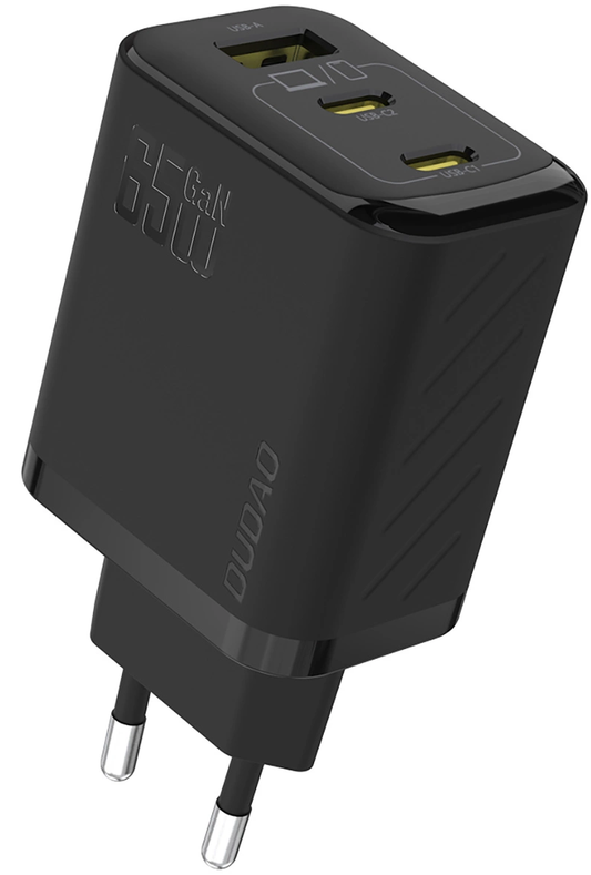 Nettlader med USB-C-kabel Dudao A29C, 65W, 3,25A, 1 x USB-A - 2 x USB-C, Svart