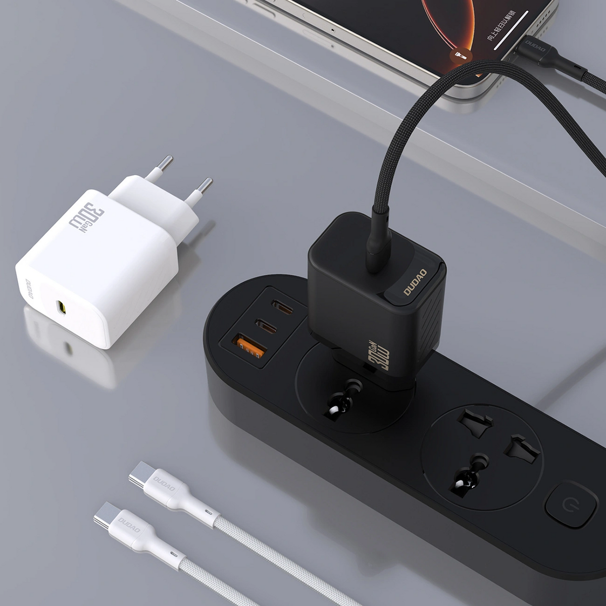 Nettlader med USB-C-kabel Dudao A27PCEU, 30W, 3A, 1 x USB-C, svart