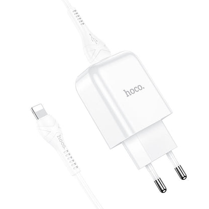 Nettlader med Lightning-kabel HOCO N2, 10W, 2A, 1 x USB-A, Hvit