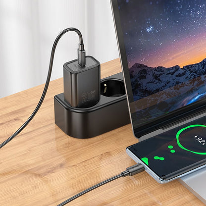 Nettlader med USB-C-kabel HOCO N60, 20W, 3A, 1 x USB-C, Svart