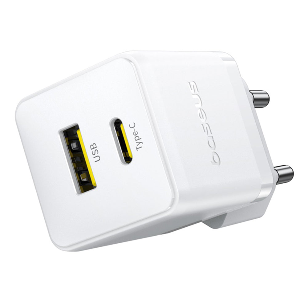 Nettlader med USB-C-kabel Baseus Palm, 20W, 3A, 1 x USB-A - 1 x USB-C, Hvit P10111608213-01