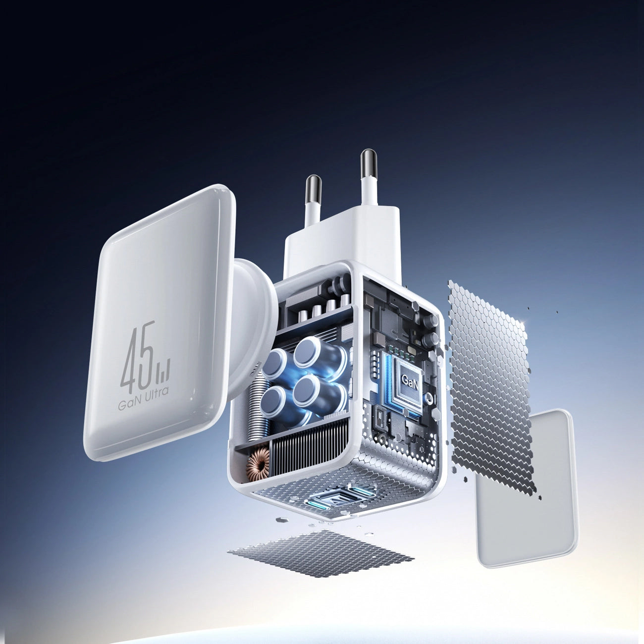 Nettlader med USB-C-kabel Joyroom JR-TCL05, 45W, 3A, 2 x USB-C, Hvit