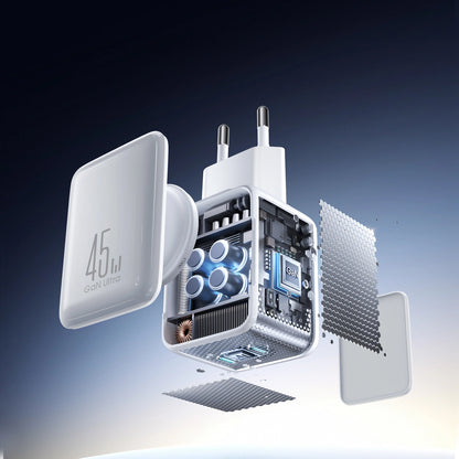 Nettlader med USB-C-kabel Joyroom JR-TCL05, 45W, 3A, 2 x USB-C, Hvit