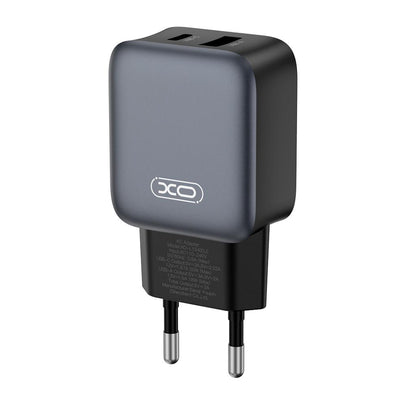 Nettlader med USB-C-kabel XO Design L154, 20W, 3A, 1 x USB-A - 1 x USB-C, Svart