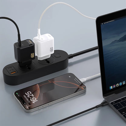 Nettlader med USB-C-kabel Dudao A28C, 45W, 3A, 1 x USB-C, Hvit