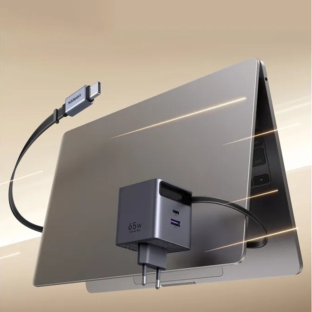 Nettlader med USB-C-kabel UGREEN X615, 65W, 3A, 1 x USB-A - 1 x USB-C, Grå