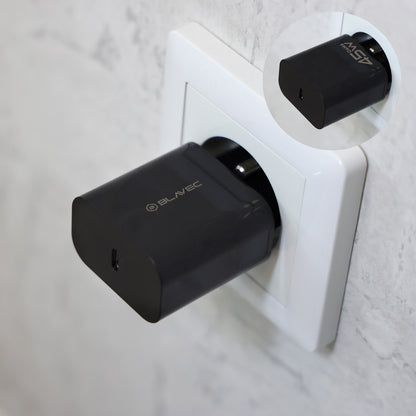 Nettlader med USB-C-kabel Blavec BC-7, 45W, 3A, 1 x USB-C, Svart