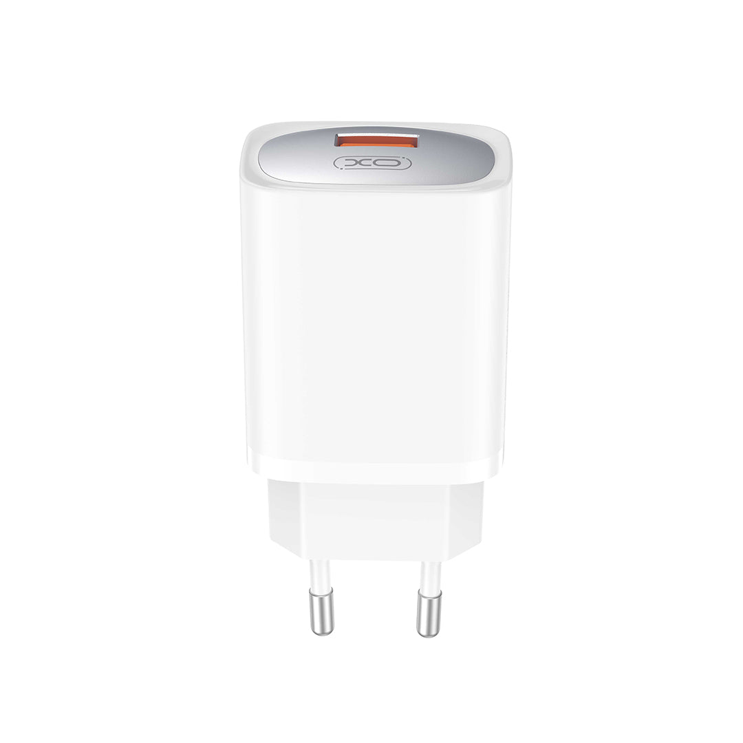 Nettlader med USB-C-kabel XO Design CE19, 18W, 3A, 1 x USB-A, Hvit