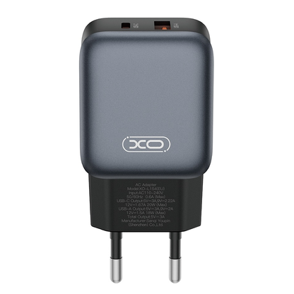Nettlader med Lightning-kabel XO Design L154, 20W, 3A, 1 x USB-A - 1 x USB-C, Svart