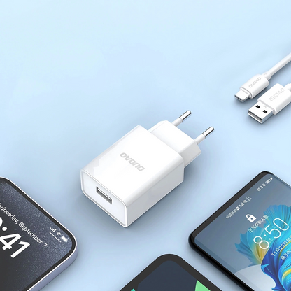 Nettlader med USB-C-kabel Dudao A4EU, 10W, 2.1A, 1 x USB-A, Hvit
