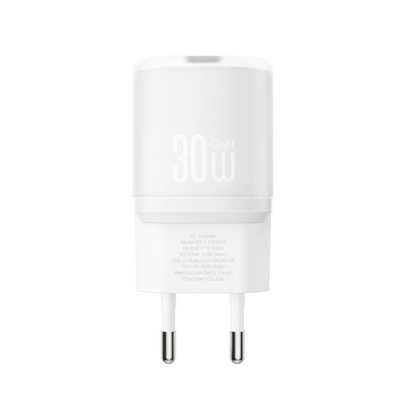 Nettlader med USB-C-kabel XO Design L150, 30W, 3A, 1 x USB-C, Hvit