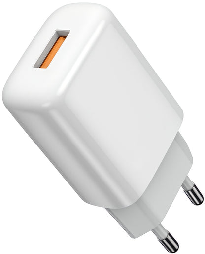 Nettlader med USB-C-kabel Prestico F9S, 12W, 2.4A, 1 x USB-A, Hvit