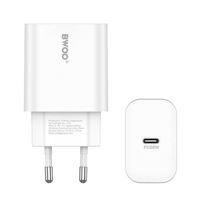 Nettlader med Lightning-kabel BWOO CDA233, 20W, 3A, 1 x USB-C, Hvit