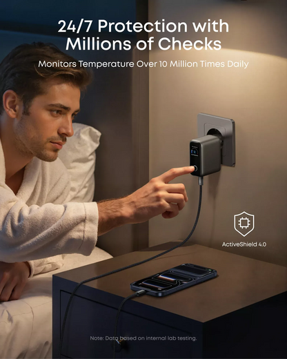 Nettlader med USB-C-kabel Anker Smart Display, 100W, 5A, 1 x USB-A - 2 x USB-C, Grå B121BGZ1