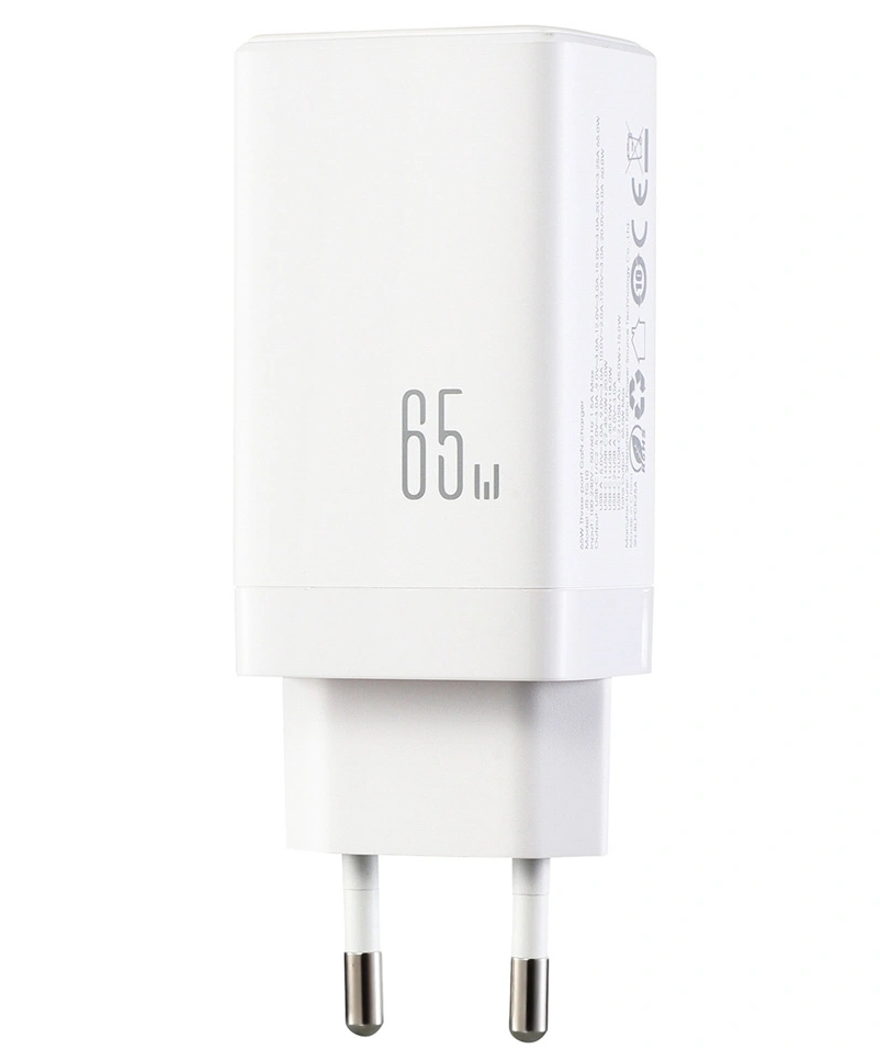 Nettlader med USB-C-kabel Joyroom JR-TG10, 65W, 3.25A, 1 x USB-A - 2 x USB-C, Hvit