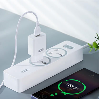 Nettlader med USB-C-kabel XO Design L99, 12W, 2.4A, 1 x USB-A, Hvit