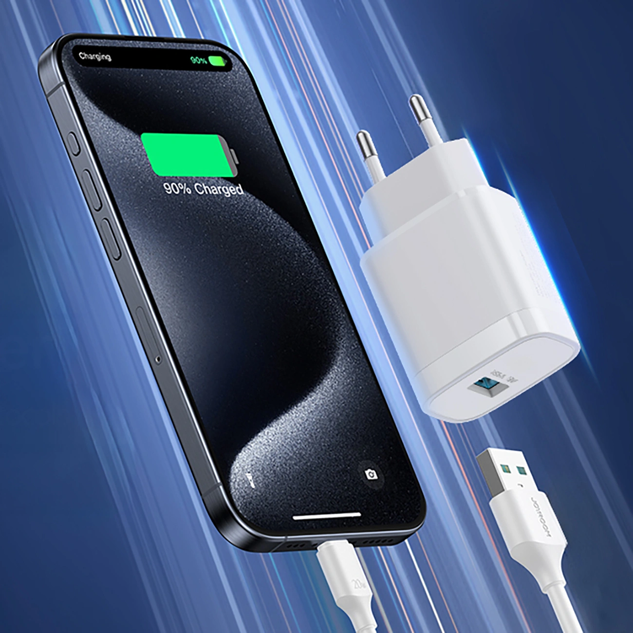 Nettlader med USB-C-kabel Joyroom JR-TF4, 18W, 3A, 1 x USB-A, Hvit