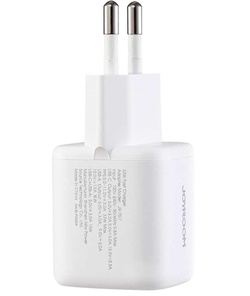 Nettlader med USB-C-kabel Joyroom JR-TG7, 33W, 3A, 1 x USB-A - 1 x USB-C, Hvit