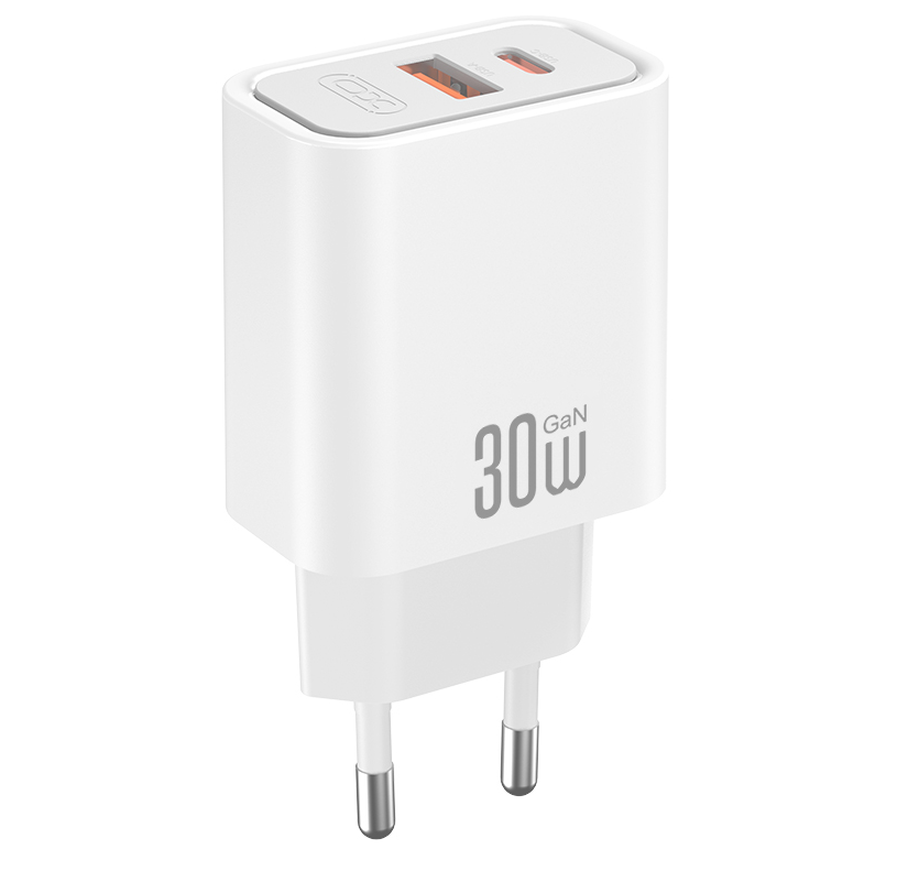 Nettlader med USB-C-kabel XO Design CE42, 30W, 3A, 1 x USB-A - 1 x USB-C, Hvit