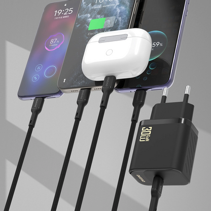 Nettlader med USB-C-kabel Dudao A27PCEU, 30W, 3A, 1 x USB-C, svart