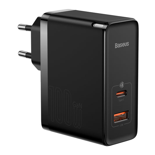 Nettlader med USB-C-kabel Baseus GaN5 Pro, 100W, 3A, 1 x USB-A - 1 x USB-C, Svart CCGP090201