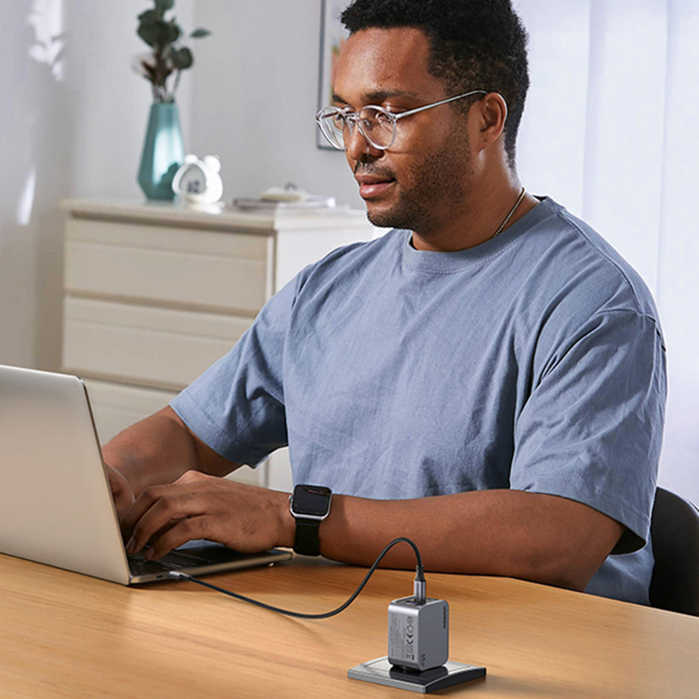 Nettlader med USB-C-kabel UGREEN X755 Nexode Pro, 65W, 3A, 1 x USB-A - 2 x USB-C, Grå