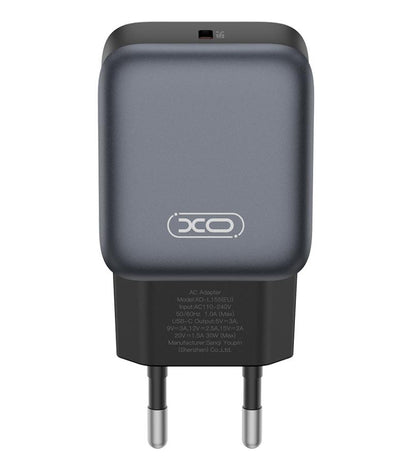 Nettlader med USB-C-kabel XO Design L155, 30W, 3A, 1 x USB-C, Svart