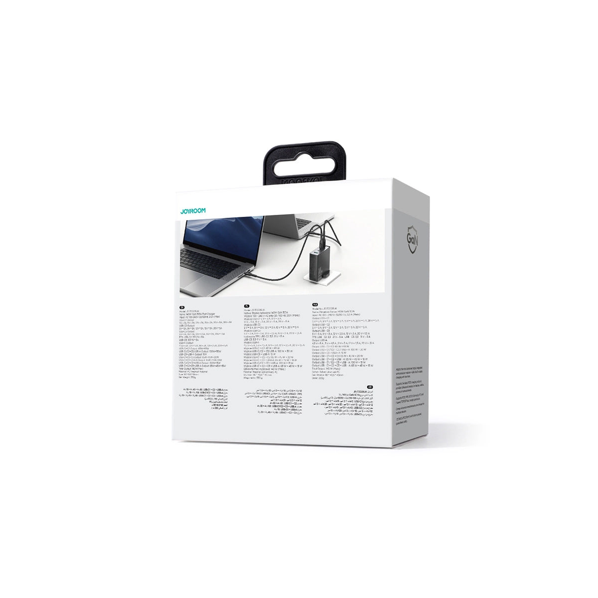 Nettlader med USB-C-kabel Joyroom JR-TCG05UK, 140W, 5A, 1 x USB-A - 3 x USB-C, UK, Svart