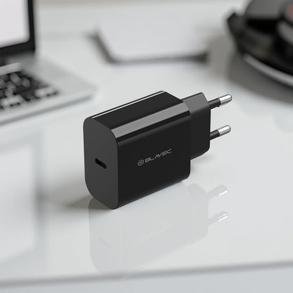 Nettlader med USB-C-kabel Blavec BC-7, 45W, 3A, 1 x USB-C, Svart
