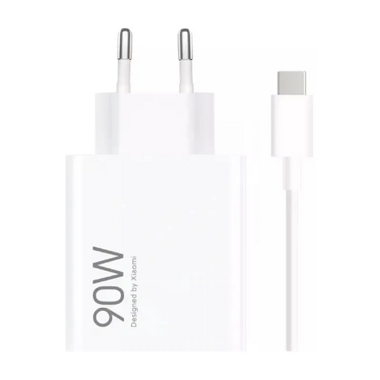 Nettlader med USB-C-kabel fra Xiaomi, 90W, 6.1A, 1 x USB-A, Hvit