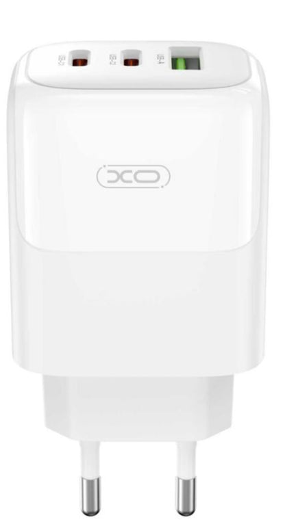 Nettlader med USB-C-kabel XO Design L139, 65W, 4.5A, 1 x USB-A - 2 x USB-C, Hvit