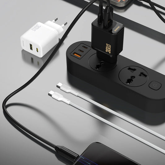 Nettlader med USB-C-kabel Dudao A27TCEU, 30W, 1 x USB-A - 1 x USB-C, Svart