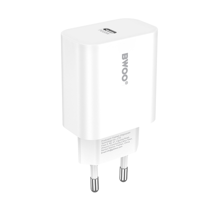 Nettlader med Lightning-kabel BWOO CDA233, 20W, 3A, 1 x USB-C, Hvit