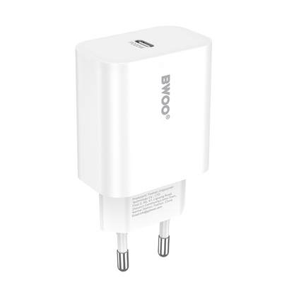 Nettlader med USB-C-kabel BWOO CDA233, 20W, 3A, 1 x USB-C, Hvit