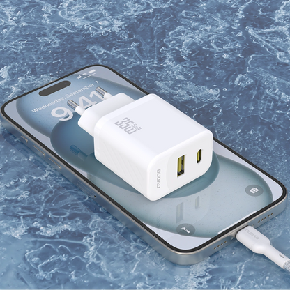 Nettlader med USB-C-kabel Dudao A27Max, 35W, 1 x USB-A - 1 x USB-C, Hvit