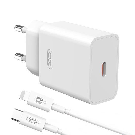Nettlader med Lightning-kabel XO Design L126, 20W, 3A, 1 x USB-C, hvit