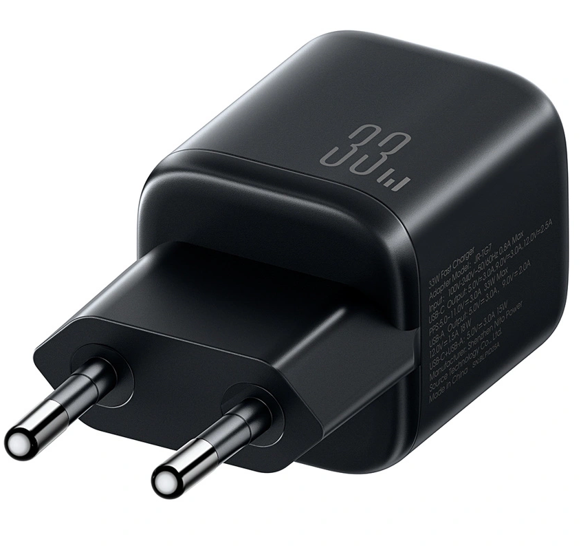 Nettlader med USB-C-kabel Joyroom JR-TG7, 33W, 3A, 1 x USB-A - 1 x USB-C, Svart