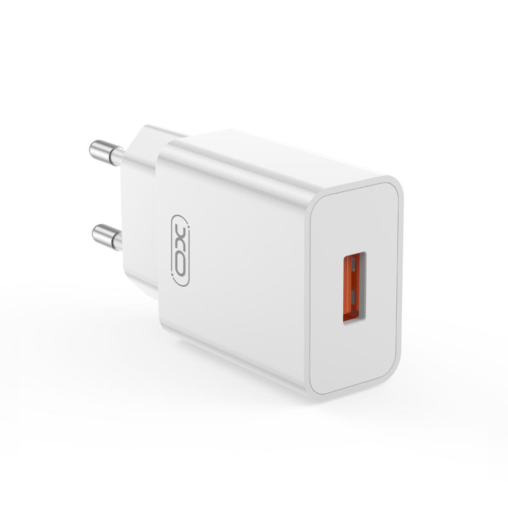 Nettlader med USB-C-kabel XO Design L127, 18W, 3A, 1 x USB-A, Hvit