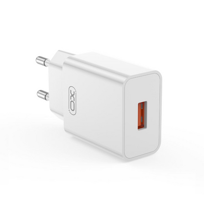 Nettlader med USB-C-kabel XO Design L127, 18W, 3A, 1 x USB-A, Hvit