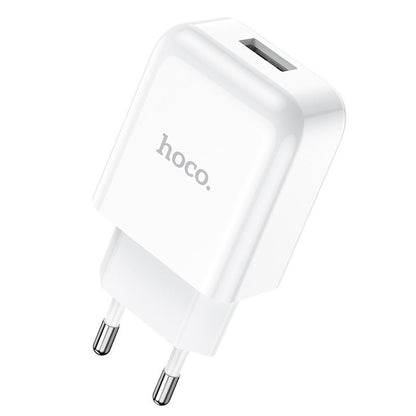 Nettlader med Lightning-kabel HOCO N2, 10W, 2A, 1 x USB-A, Hvit