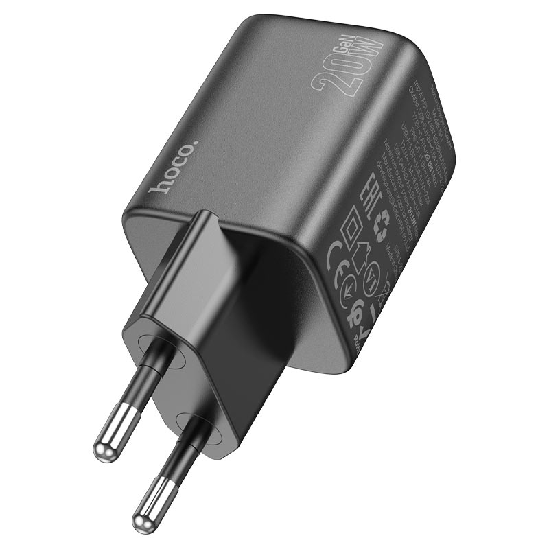 Nettlader med Lightning-kabel HOCO N41, 20W, 3A, 1 x USB-A - 1 x USB-C, Svart