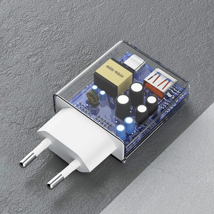 Nettverkslader med lynkabel Dudao A30EUL, 30 W, 3 A, 1 x USB-A - 1 x USB-C, hvit 