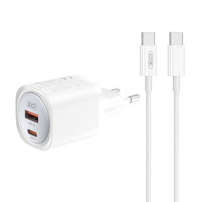 Nettlader med USB-C-kabel XO Design CE21, 30W, 3A, 1 x USB-A - 1 x USB-C, Hvit