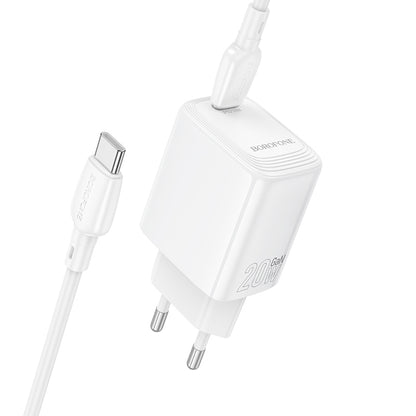 Nettlader med USB-C-kabel Borofone BN26 Fuente, 20W, 3A, 1 x USB-C, Hvit