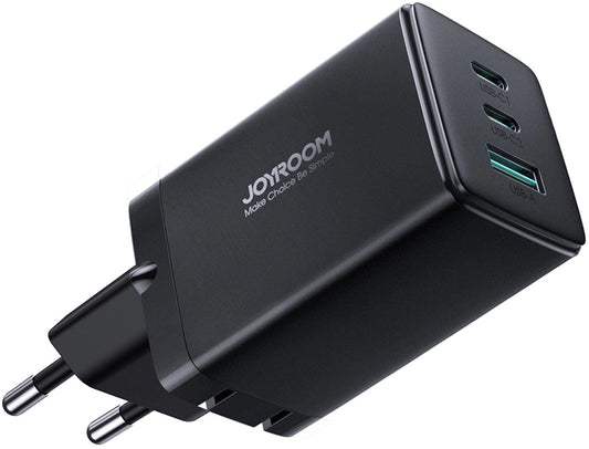 Nettlader med USB-C-kabel Joyroom TCG01, 65W, 3.25A, 1 x USB-A - 2 x USB-C, Svart