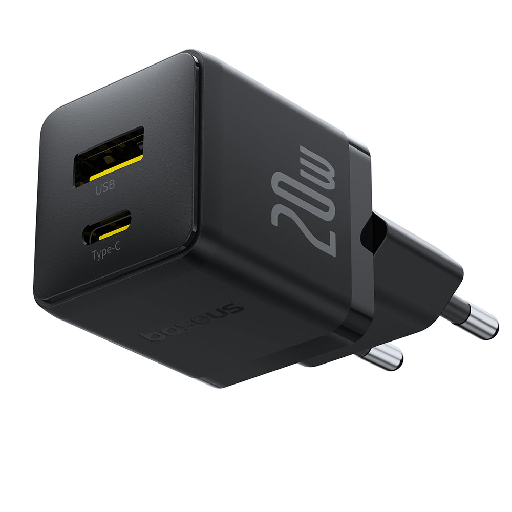 Nettlader med USB-C-kabel Baseus Palm, 20W, 3A, 1 x USB-A - 1 x USB-C, Svart P10111608113-01