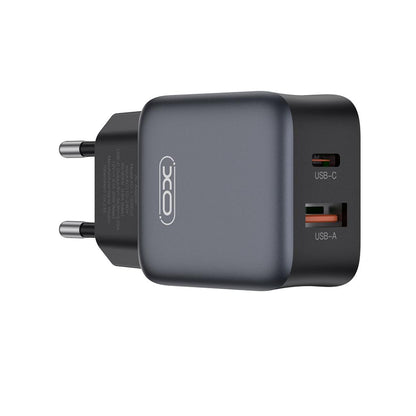 Nettlader med USB-C-kabel XO Design L156, 30W, 3A, 1 x USB-A - 1 x USB-C, Svart